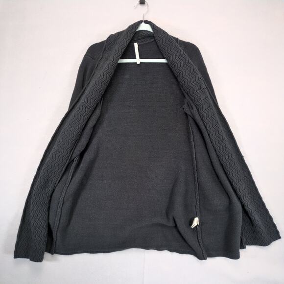 Leo & Nicole Women's XL Black Knit Long Open Cardigan Sweater, Lagenlook Goth - Picture 2 of 6